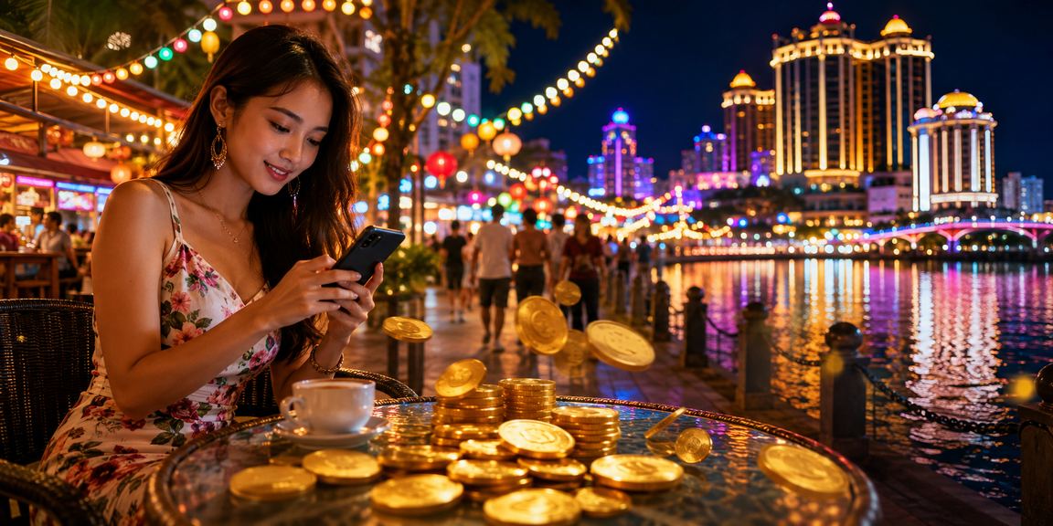 Pemain Malaysia menikmati permainan slot dalam talian melalui telefon pintar di Genting Highlands